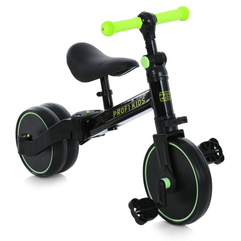 Велосипед-біговел дитячий PROFI KIDS 10/8д. MBB 1008 lime green (1шт) 3в1, 3 кол EVA,.сталева рама,вилка,склад.кермо,ексцентрик, чорно-лаймовий
