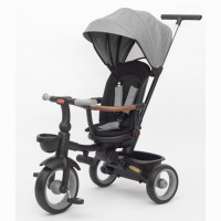 Велосипед MT 1038 Grey (1шт) 3 колеса EVA, поворотн, складний, батьківська ручка, багажник,корзина, сірий