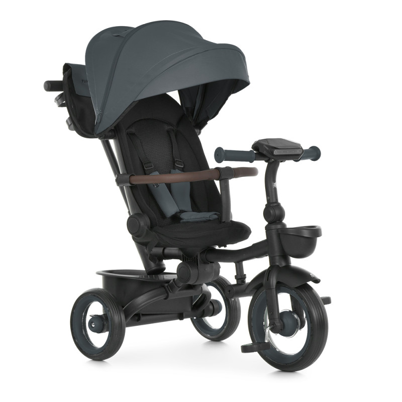 Велосипед MT 1038-1 Magnet Gray (1шт) 3 колеса EVA, поворотн, складний, батьківська ручка, багажник,корзина,темно-сірий