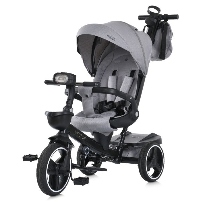 Велосипед ME 1162-1 VECTOR Gray (1шт) 3 кол.PU (12/10) поворот сид.,швидкоз'ємні кол.гальма,склад.кермо,світло,підшип.,сумка,дощовик,сірий