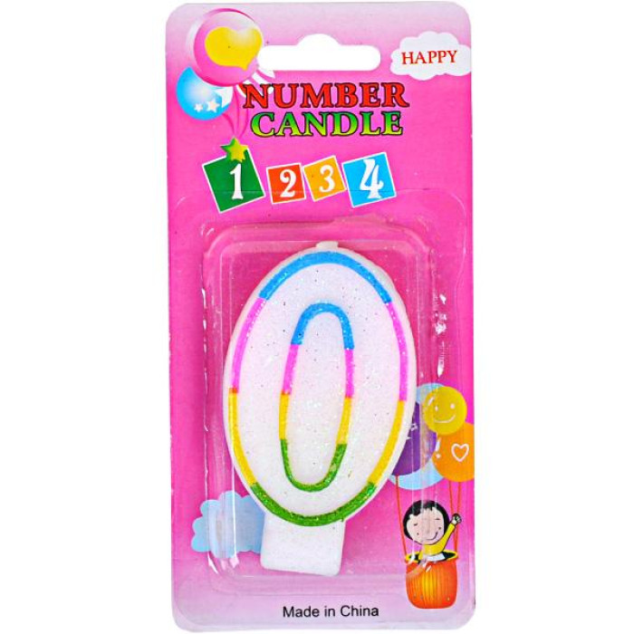 Свечка-цифра цветная 10-109 с блёсками 