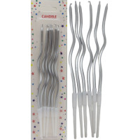 Свічка для торта спіралька срібло 15,5см 6шт.(15*50)