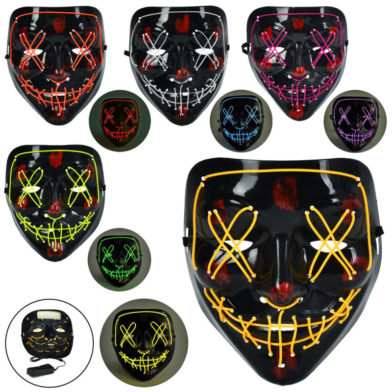 Аксесуари для свята маска, Хелловін / Halloween, 20-18-9см, світло-3режими, мікс кольорів, на бат-ці, у п/е /60/