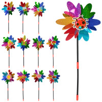 Вітрячок розмір маленький,квітка,діам.19,5см по 2шт. в уп,паличка36см,фольга,мікс видів /200/