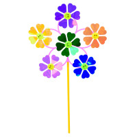 Вітрячок вертушка, квітка 6шт, діам.9см, паличка30см, фольга, 24-24-4см /200/