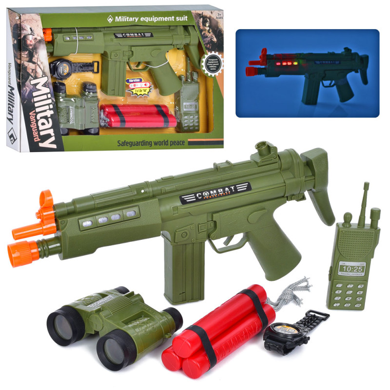 Набір зі зброєю автомат, 4 предмети, звук, світло, на бат-ці, кор, 43-27-4,5см /18/