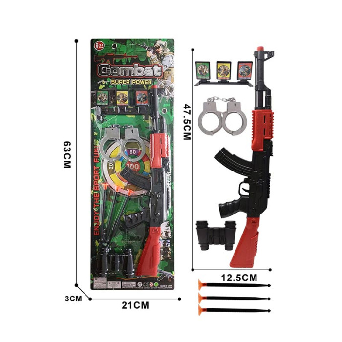 Зброя автомат, наручники, 3 снаряди на присосці, приціл, планш. 63*3*21см /144-2/
