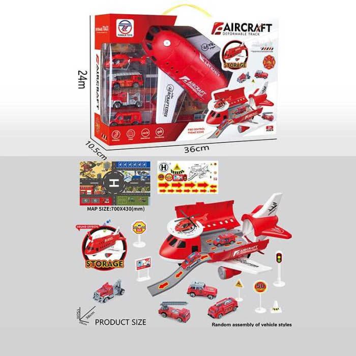 Літак-парковка ЧЕРВОНИЙ, музичний чип, мелодії, наліпки, в кор. /36/