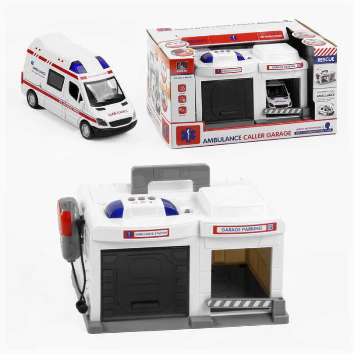 Гараж «Швидка допомога» авто метал. рація, світло, звук, (37*25*20см.)в кор. /8/