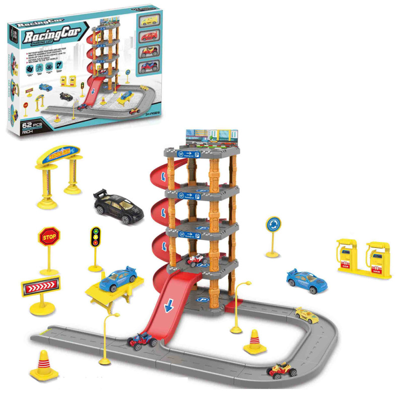 Гараж 5 поверхів, дорож.знаки, транспорт4шт, 6см, 62дет, в кор-ці, 45-31-7см /24/