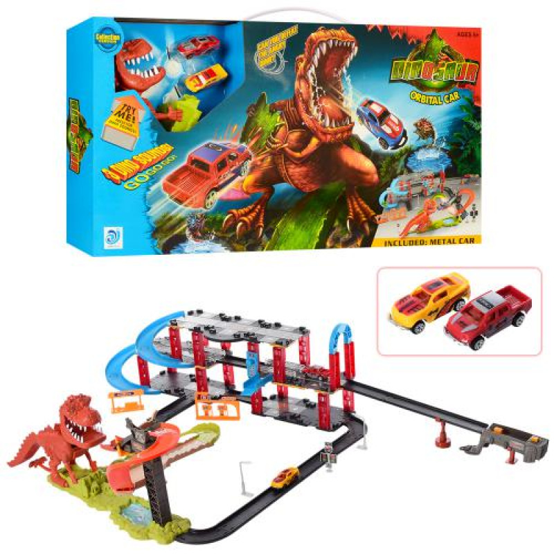 Трек машинки 2шт, динозавр-звук (англ), бат (табл), кор, 75-39-8,5см /8/