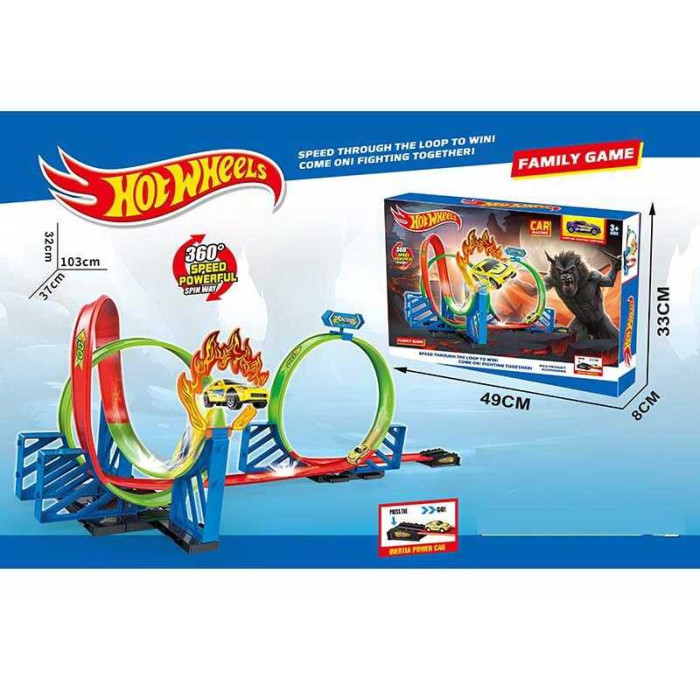 Трек машинка з інерцією, наліпки, в кор. /36/