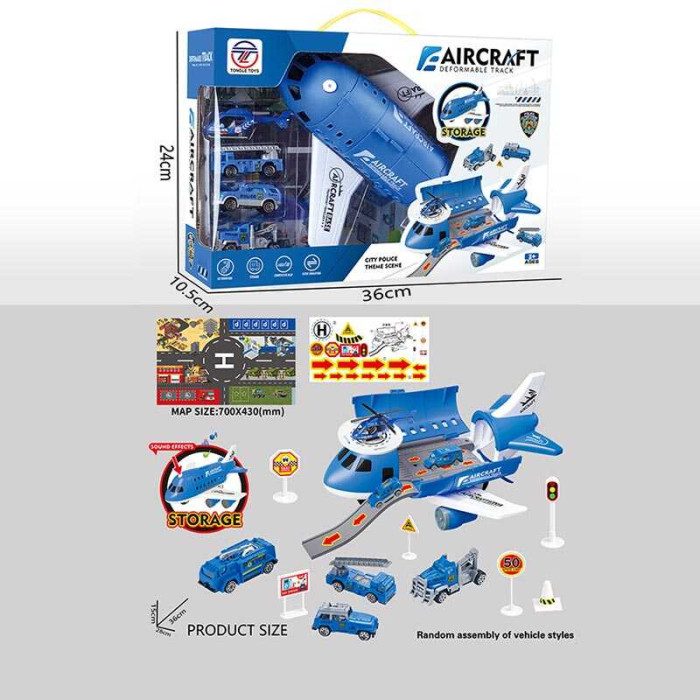 Літак-парковка БЛАКИТНИЙ, музичний чип, мелодії, наліпки, в кор. /36/