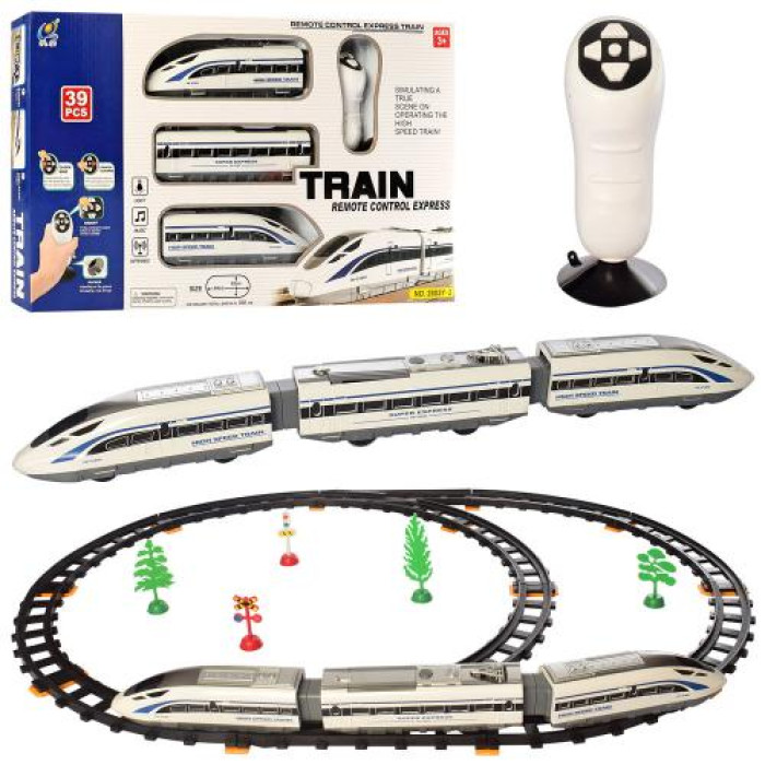 Залізниця 308см, р/в, локомотив2шт, вагон, 39предм, звук, світло, їде, на бат-ці, в кор-ці, 48-28-5см /12/