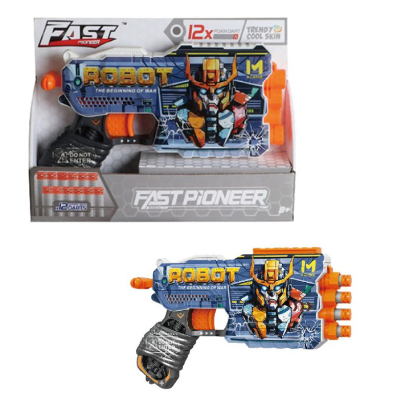 Пістолет 22,5см, м'які кулі 12шт, в кор-ці, 23,5-17,5-5см /36/