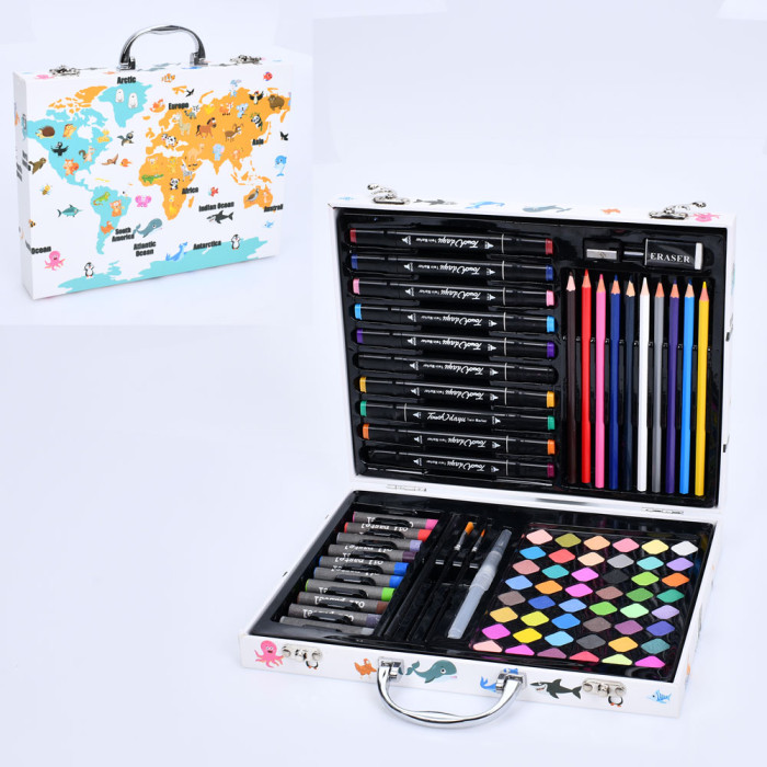 Набір для творчості  акварельні фарби,фломастери ,олівці, воск.крейда, пензлики, чемодан, 30-23-5см /10/