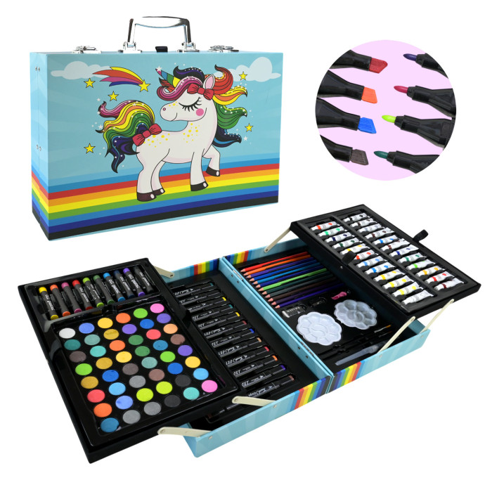 Набір для творчого малювання 126 предмета,крейда,акварельні фарби,фломастери, валіза 34*9*24см, 114 предметів - а не 126 /6/