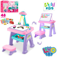 Проектор 2в1 (мольберт), 39-30-58см, стілець, букви-англ, цифри, маркери, світло, на бат-ці, кор.60-40-11см /6/