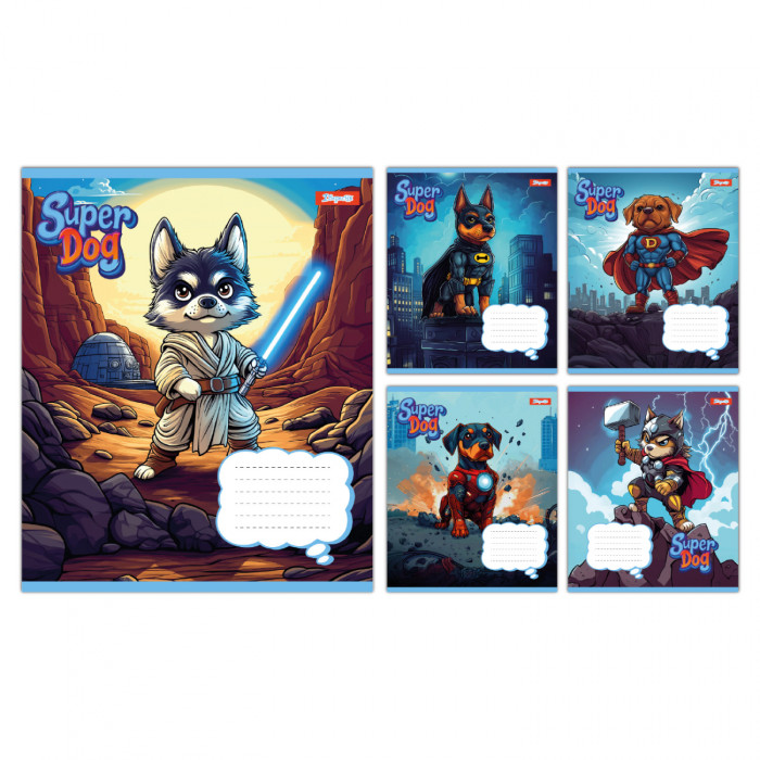 А5/12 кос. 1B Super Dog, зошит учнівський шкільний, ціна за 25 шт. //